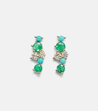 Boucles d’oreilles en or 14 carats, diamants et émeraudes | Sydney Evan