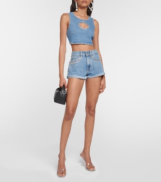 Verziertes Cropped-Top aus Denim | 7 For All Mankind
