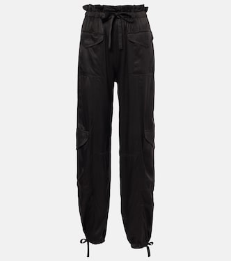 High-rise satin cargo pants | Ganni