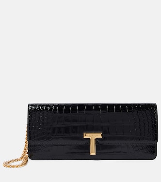 Wallis croc-effect patent leather clutch | Tom Ford