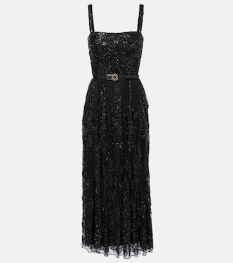 Abito lungo con paillettes e pizzo | Elie Saab