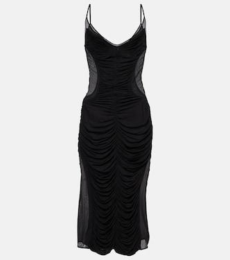 Abito midi in mesh con ruches | Mugler