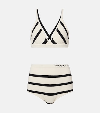 Striped cotton-blend bralette and briefs set | Moncler