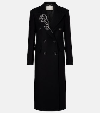 Embellished double-breasted wool-blend coat | Blumarine
