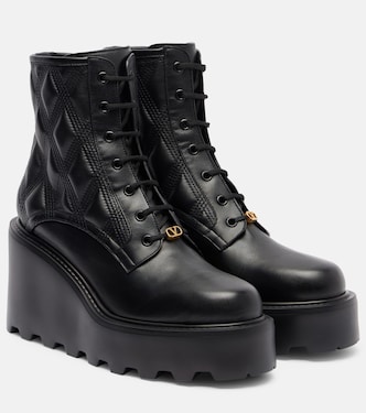 Quiltie 67 leather lace-up boots | Valentino Garavani