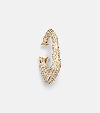 Carved 18kt gold ear cuff with diamonds | Ananya