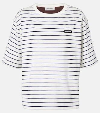 Camiseta de algodón a rayas | Miu Miu