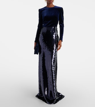 Robe longue en velours à sequins | Monique Lhuillier