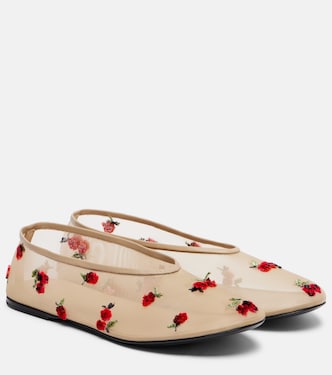 Marcy embroidered mesh ballet flats | Khaite