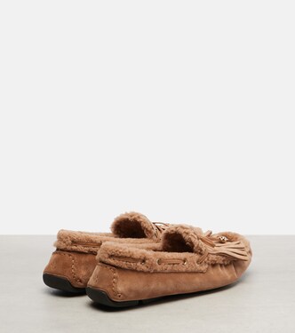 Manon F shearling-lined suede boat shoes | Jimmy Choo