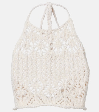 Lagoon Romance cotton-blend crochet crop top | Alanui