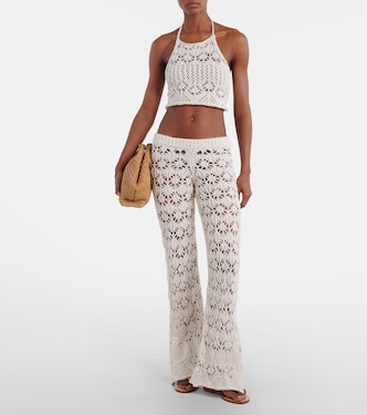 Lagoon Romance cotton-blend crochet crop top | Alanui