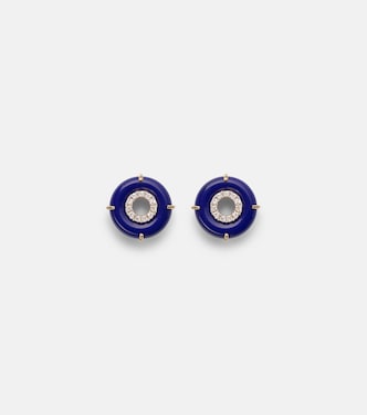 14kt gold earrings with lapis lazuli and diamonds | Mateo