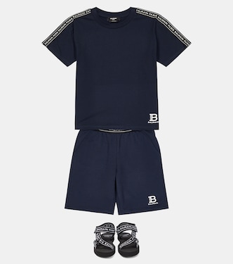 Logo cotton jersey shorts | Balmain Kids