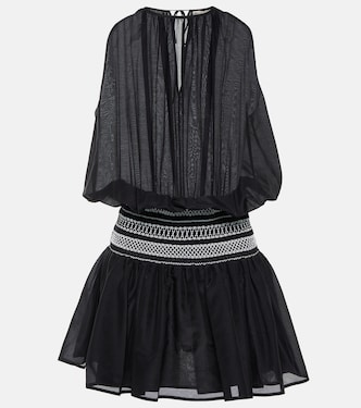 Smocked cotton and silk minidress | Tory Burch