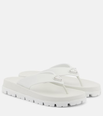 Leather-trimmed thong sandals | Prada