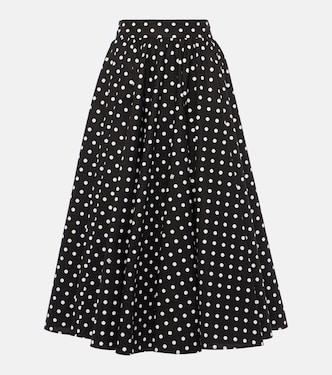 Polka-dot high-rise cotton poplin midi skirt | Dolce&Gabbana
