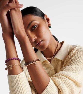 Joy Luck Club 14kt gold charm bracelet with diamonds and emeralds | Sydney Evan