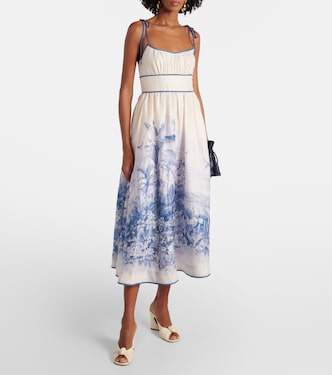 Abito midi Wylie in lino con stampa | Zimmermann
