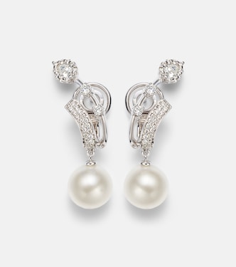 Orecchini a clip Pearlescent in oro 18kt con diamanti e perle | Yeprem
