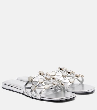 Grid embellished leather flat sandals | The Attico