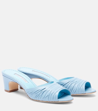Piruabar gathered leather mules | Manolo Blahnik