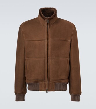 Shearling-lined suede bomber jacket | Thom Sweeney