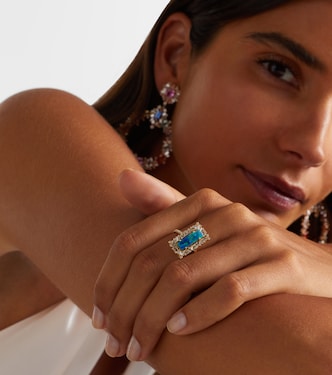 18kt gold ring with opal and diamonds | Suzanne Kalan