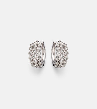 Three Row 18kt white gold huggie earrings with diamonds | Anita Ko