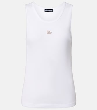 DG embellished ribbed-knit cotton tank top | Dolce&Gabbana