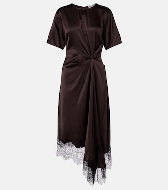 Sonoma lace-trimmed silk-blend midi dress | Staud