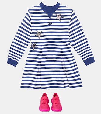 Vestido en punto fino de algodón a rayas | Dolce&Gabbana Kids