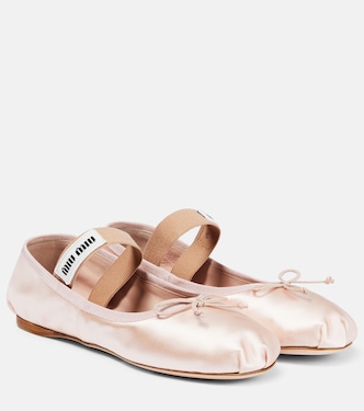 Logo satin ballet flats | Miu Miu