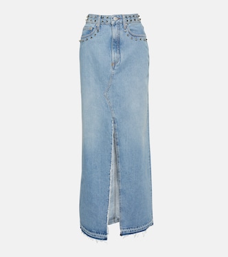 Jupe longue à clous en jean | Alessandra Rich