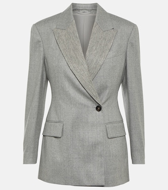 Blazer in lana con ricami | Brunello Cucinelli