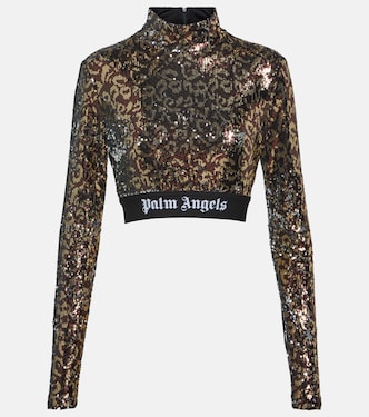 Mockneck sequined crop top | Palm Angels