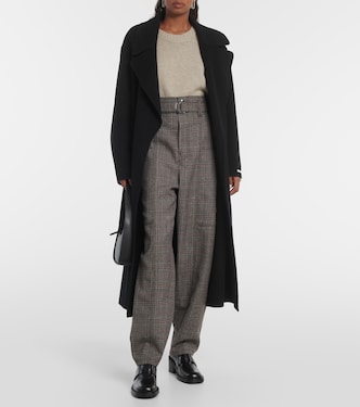 Checked high-rise virgin wool pants | Tod's