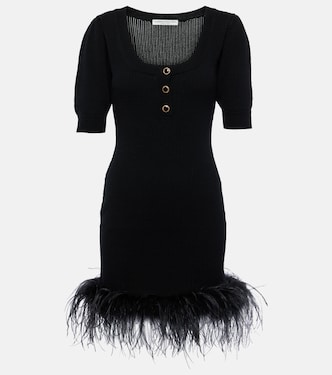 Vestido corto de lana con plumas | Alessandra Rich