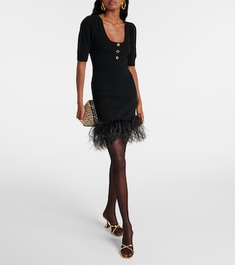 Minikleid aus Wolle mit Federn | Alessandra Rich
