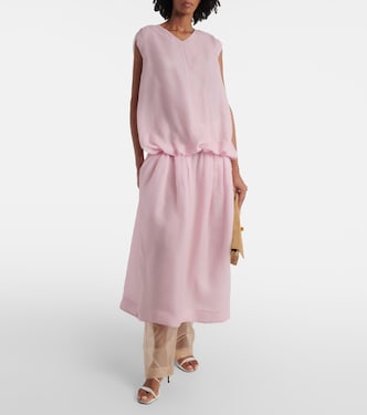 Pantaloni a gamba larga Trenton in organza di seta | Khaite