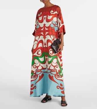 Abito lungo Muumuu in twill di seta con stampa | La DoubleJ