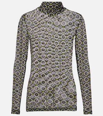 Embellished printed sheer jersey top | Dries Van Noten
