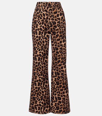 Leopard-print high-rise wide-leg pants | Veronica Beard