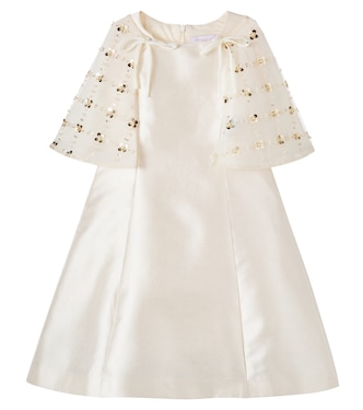 Caped sequined satin dress | Monnalisa