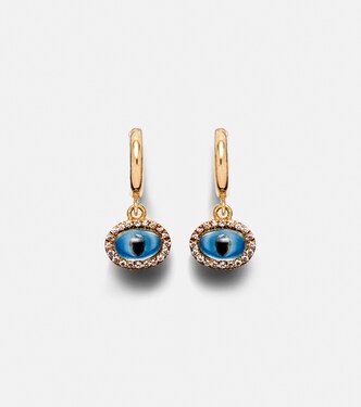 Orecchini a cerchio Mini Oval Eye in oro 18kt con diamanti | Ileana Makri