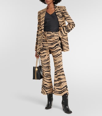 Tiger-print wool-blend flared pants | Stella McCartney