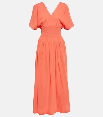 Smocked cotton maxi dress | Heidi Klein
