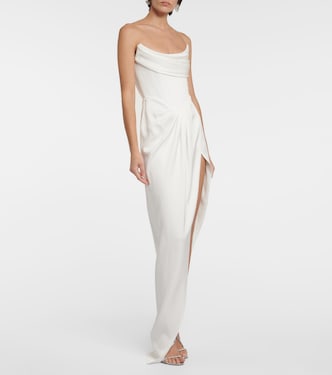 Bridal draped satin crêpe bustier gown | Alex Perry