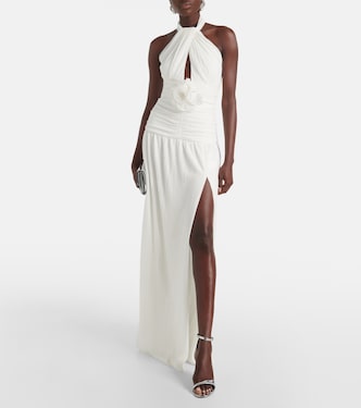 Guinevere floral-appliqué gown | Rebecca Vallance