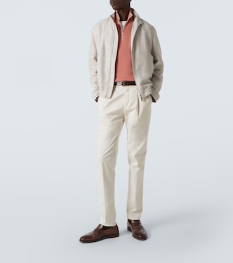 Pullover in cotone con zip corta | Brunello Cucinelli
